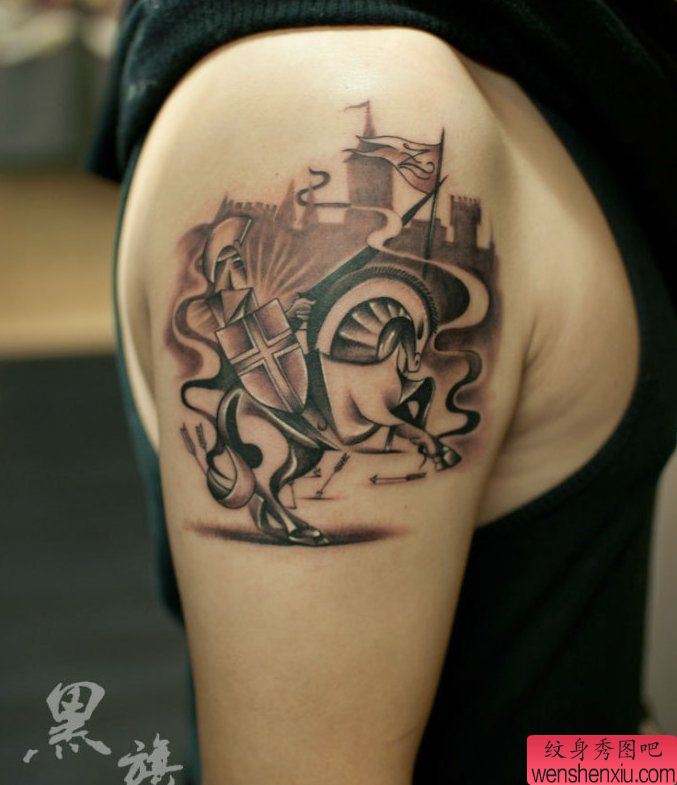 纹身秀图吧分享一幅大臂武士纹身图案
