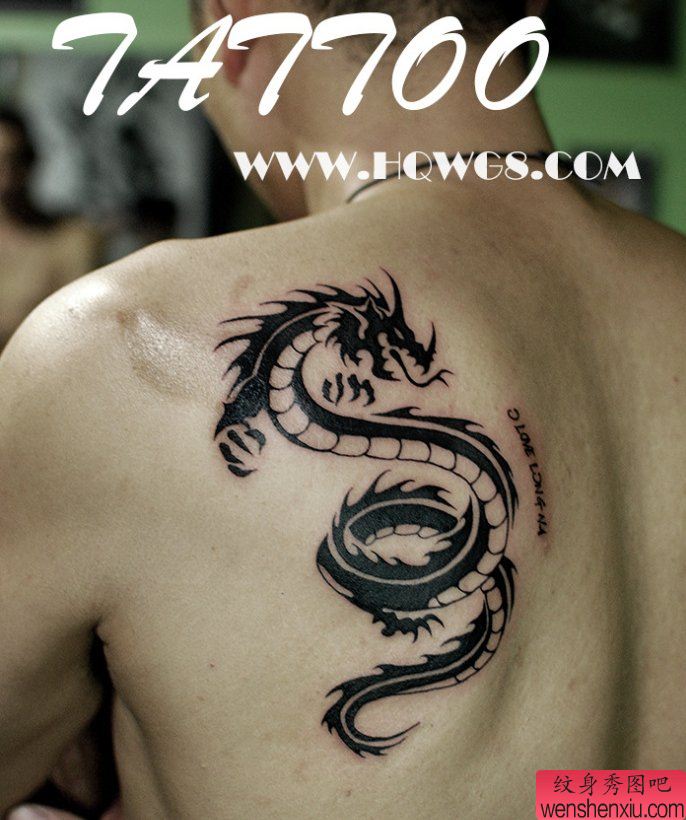 背部图腾龙纹身图案
