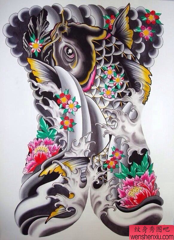 满背鱼纹身图案由纹身秀图吧分享