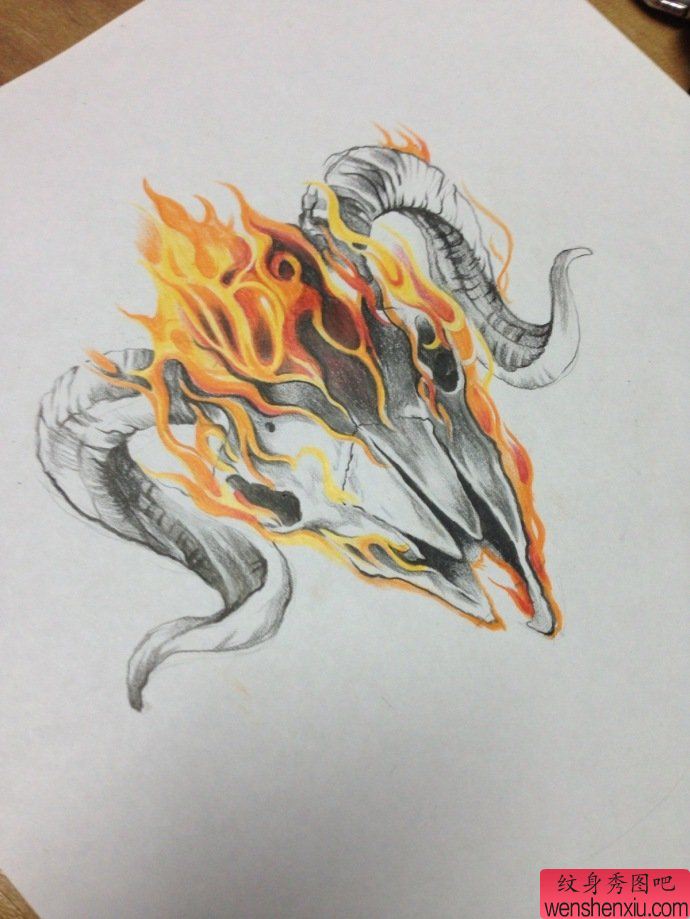 纹身秀图吧分享一幅羚羊纹身手稿图案