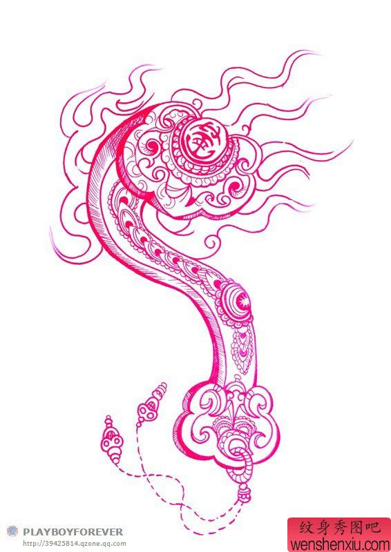 一幅如意纹身手稿