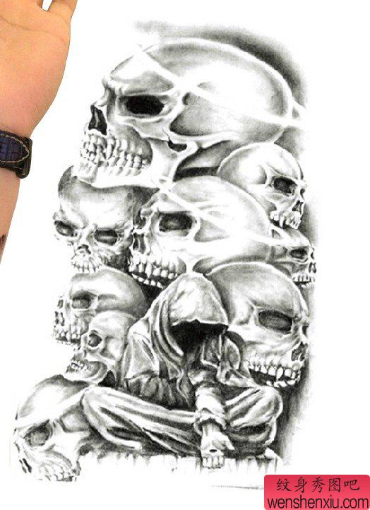 欧美骷髅死神纹身图案