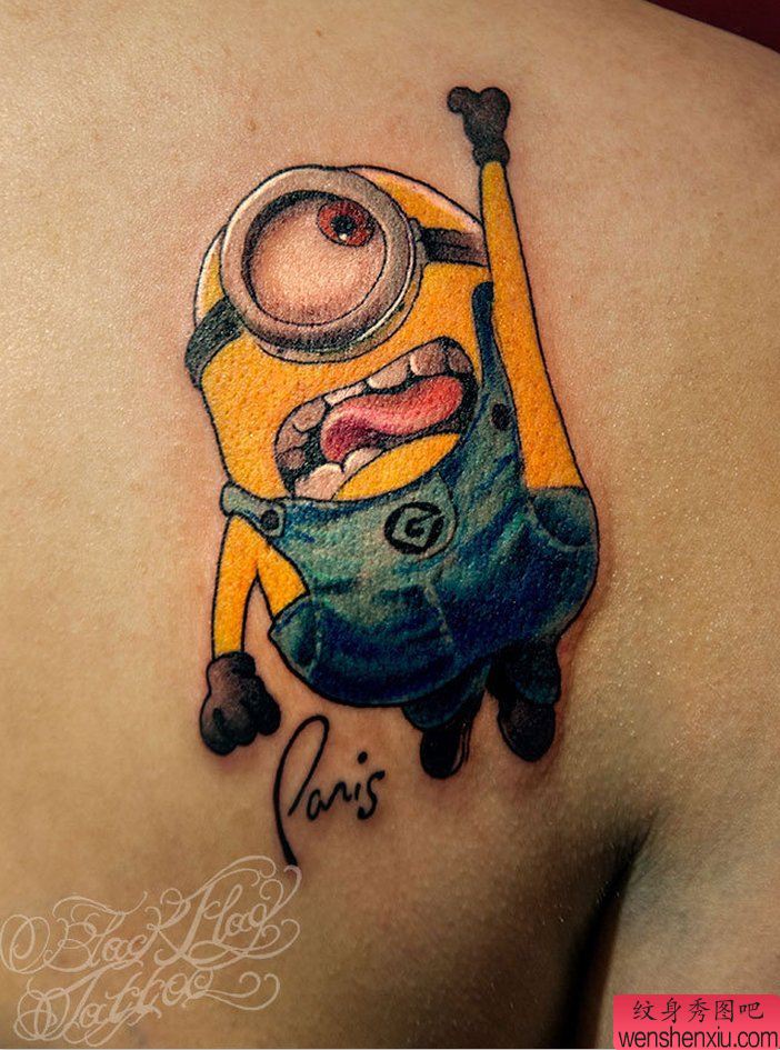 一组卡通小黄人纹身图案