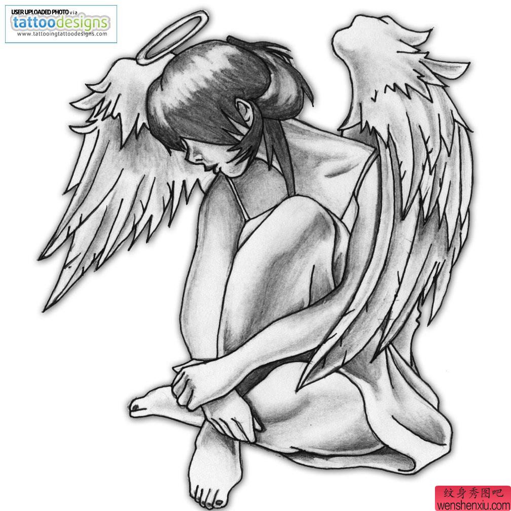 一幅天使纹身手稿
