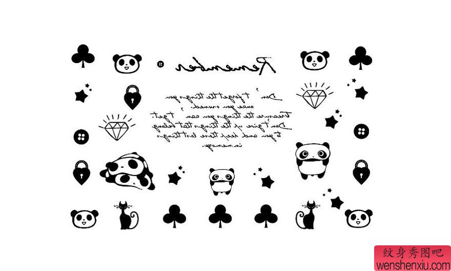 图腾卡通熊猫纹身手稿