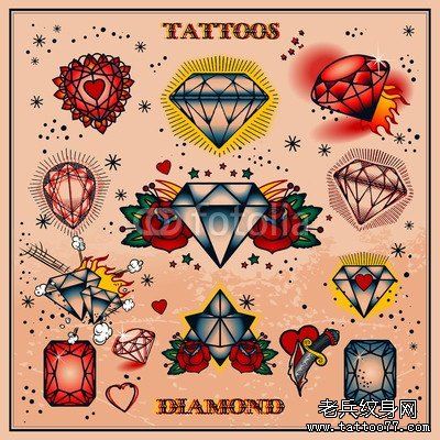 一组彩色纹身图案
