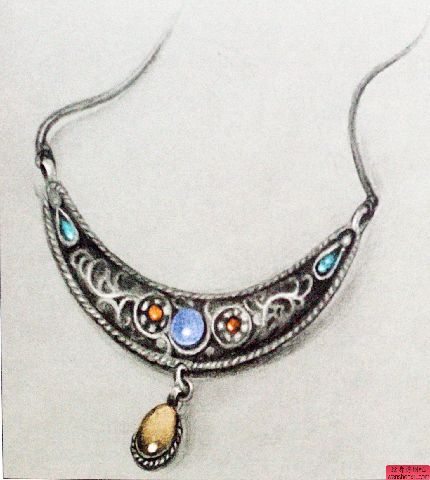 纹身秀图吧分享一幅项链纹身图案