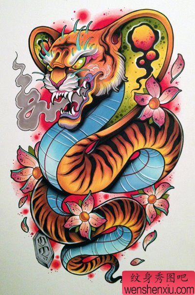 一幅彩色纹身手稿