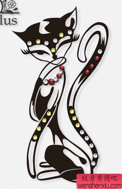 一幅图腾猫咪纹身图案