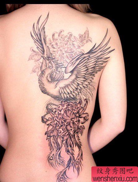 背部凤凰纹身图案