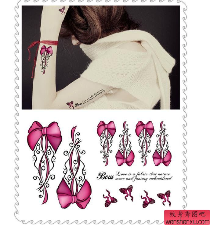 一组小清新蝴蝶结纹身图案