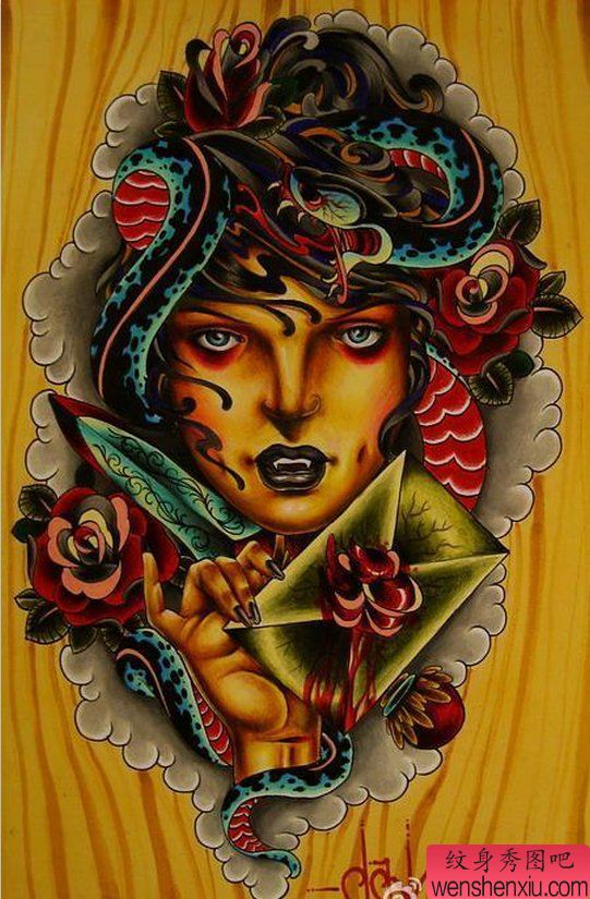 纹身秀图吧推荐一幅彩色纹身图案