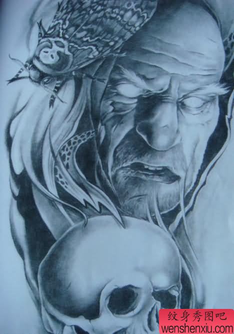 纹身秀图吧推荐一幅骷髅纹身图案