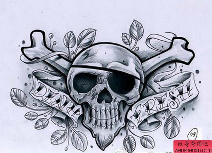 骷髅头纹身手稿图案