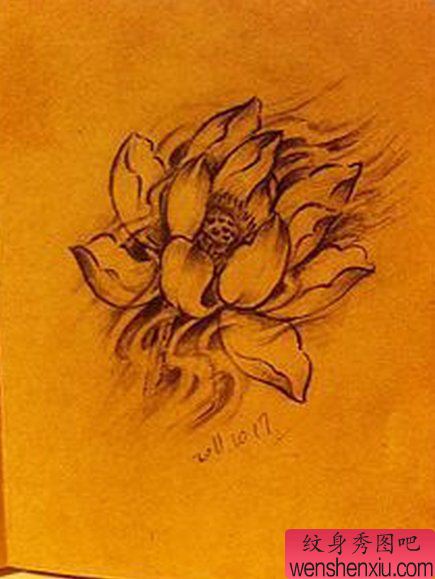 纹身秀图吧推荐一幅莲花纹身图案