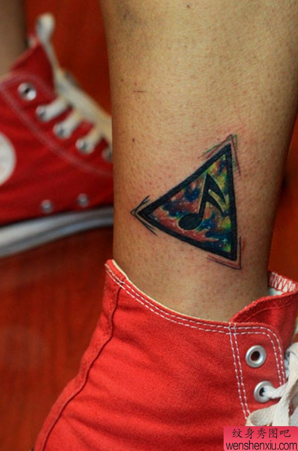 脚踝星空音符纹身图案