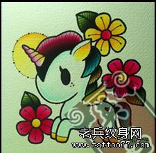 纹身秀图吧推荐一幅独角兽纹身图案