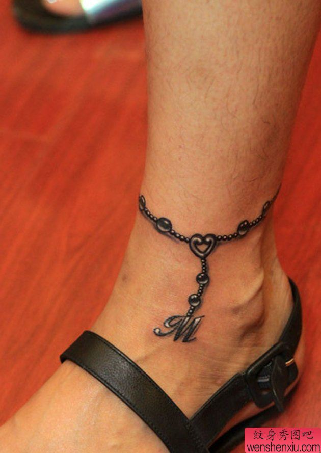 脚链字母纹身图案