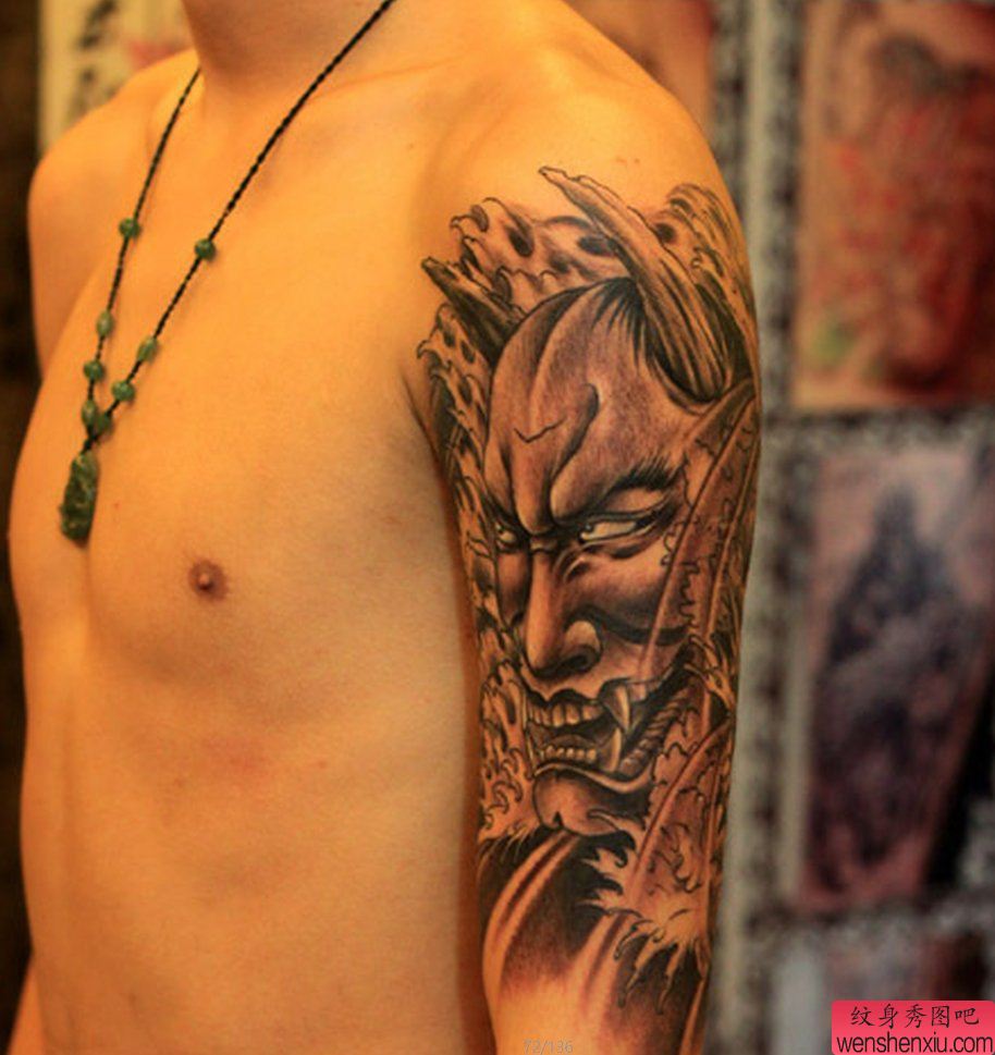 纹身秀图吧推荐一幅大臂传统般若纹身图案