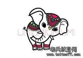一幅卡通象纹身手稿图案