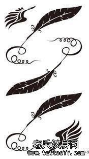 一组图腾羽毛纹身手稿图案