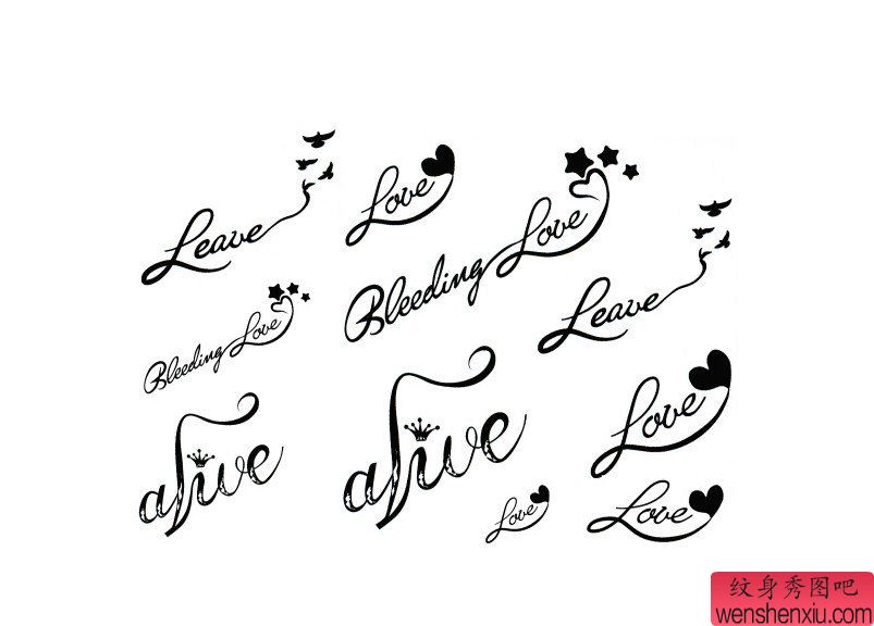 图腾字母皇冠纹身手稿图案