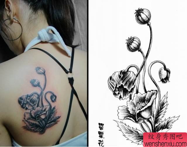 一幅肩背花刺青图案纹身秀图吧推荐