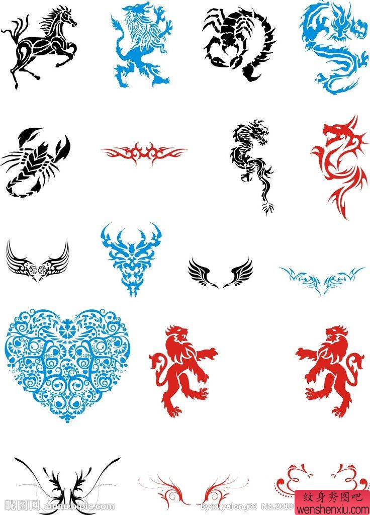 一组图腾类刺青手稿图案