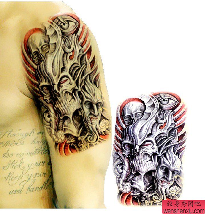 欧美恶魔图刺青图案