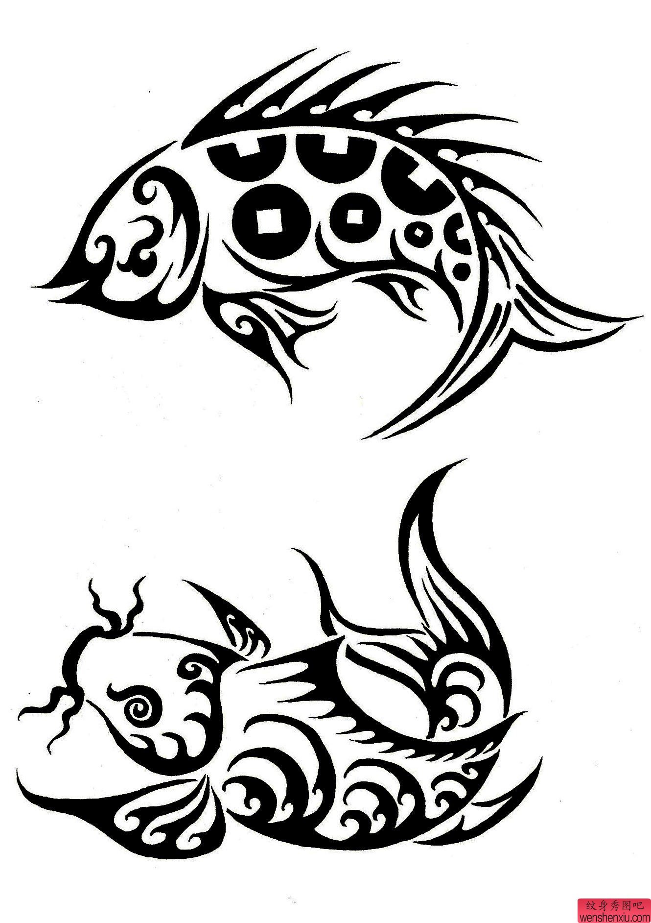 纹身秀图吧分享一幅鱼纹身手稿图案