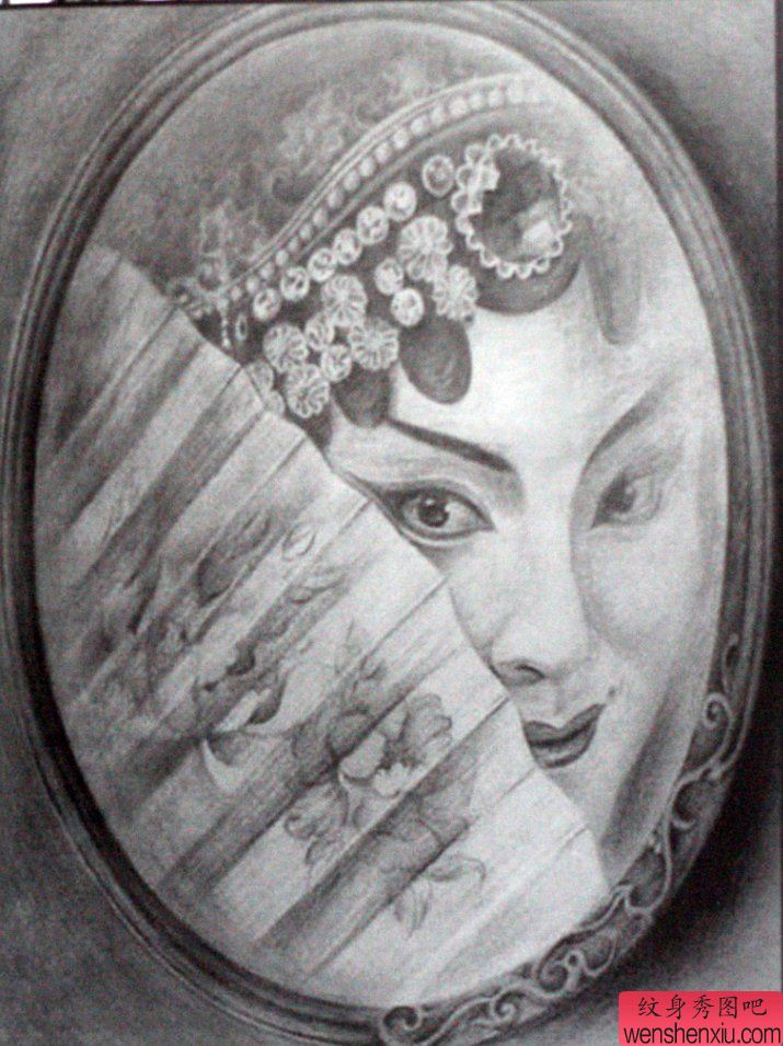 一幅花旦纹身手稿图案