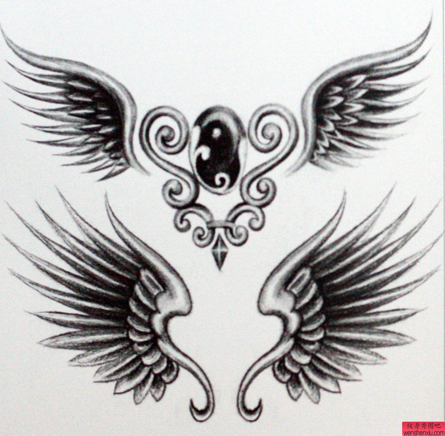 最好的纹身秀图吧推荐一组图腾翅膀腰花纹身图案