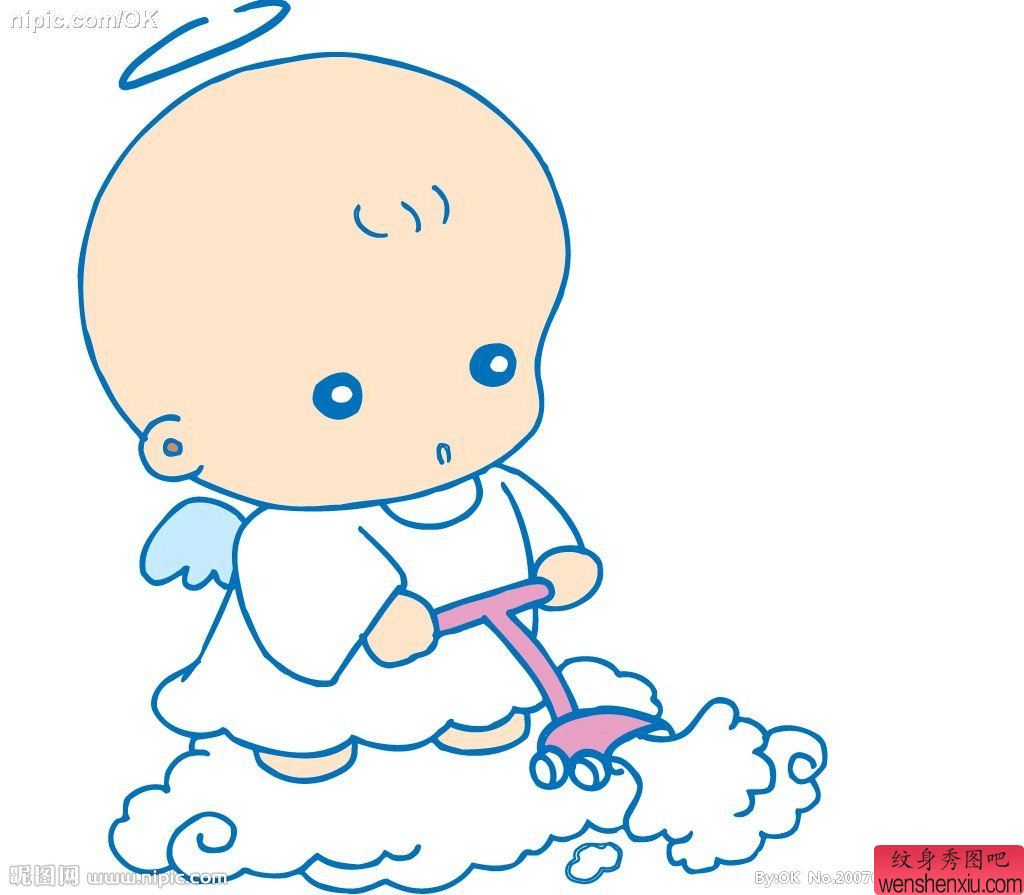 一幅男宝宝天使纹身图案