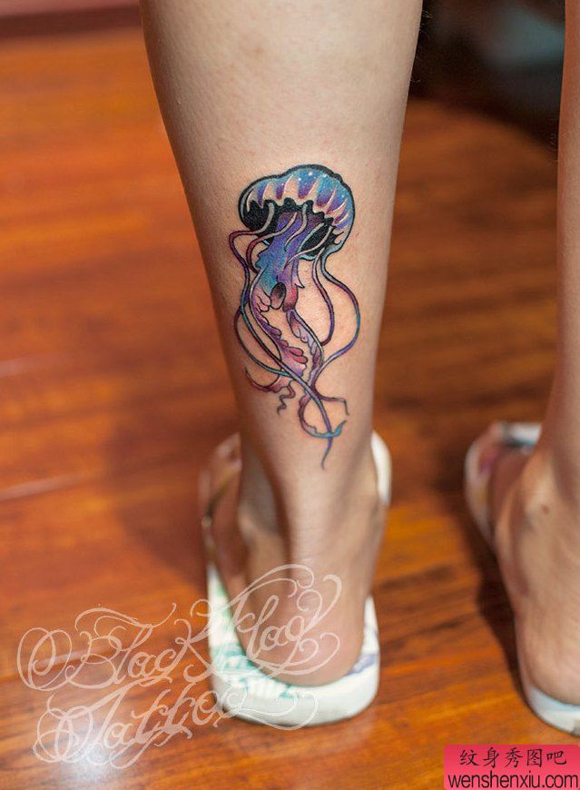一幅小腿水母图案