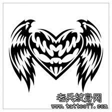纹身秀图吧分享一幅爱心翅膀刺青手稿图案