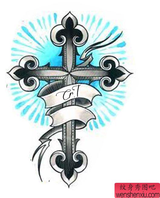 最好的文身网推荐一幅十字架刺青手稿图案