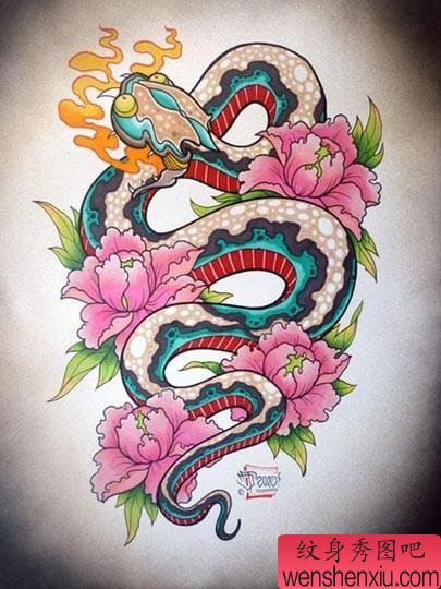 彩色刺青手稿团由纹身秀图吧分享