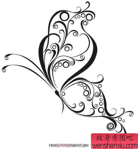 一幅图腾蝴蝶刺青手稿图案由纹身秀图吧分享