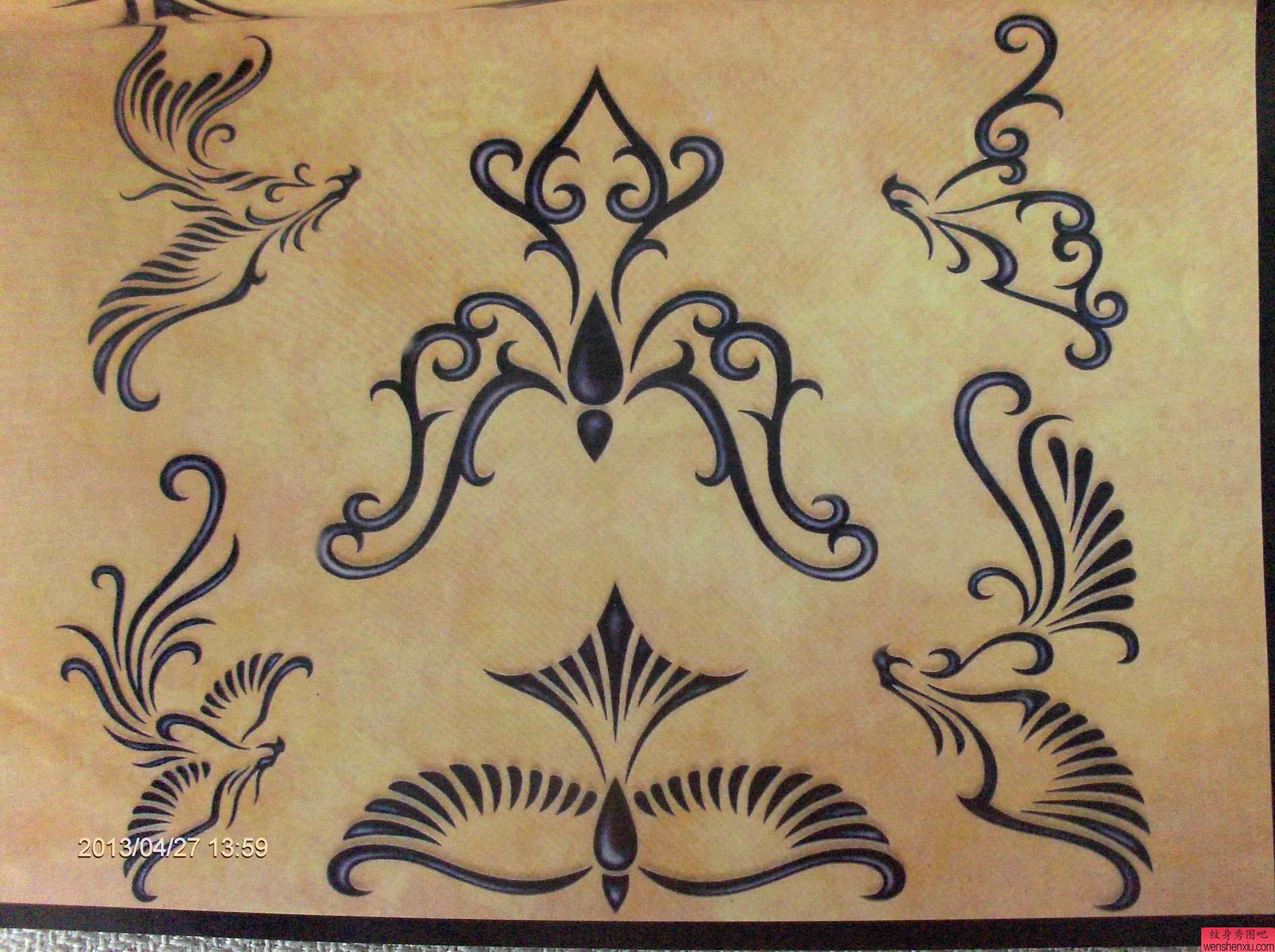 纹身秀图吧分享一幅图腾凤凰刺青手稿图案