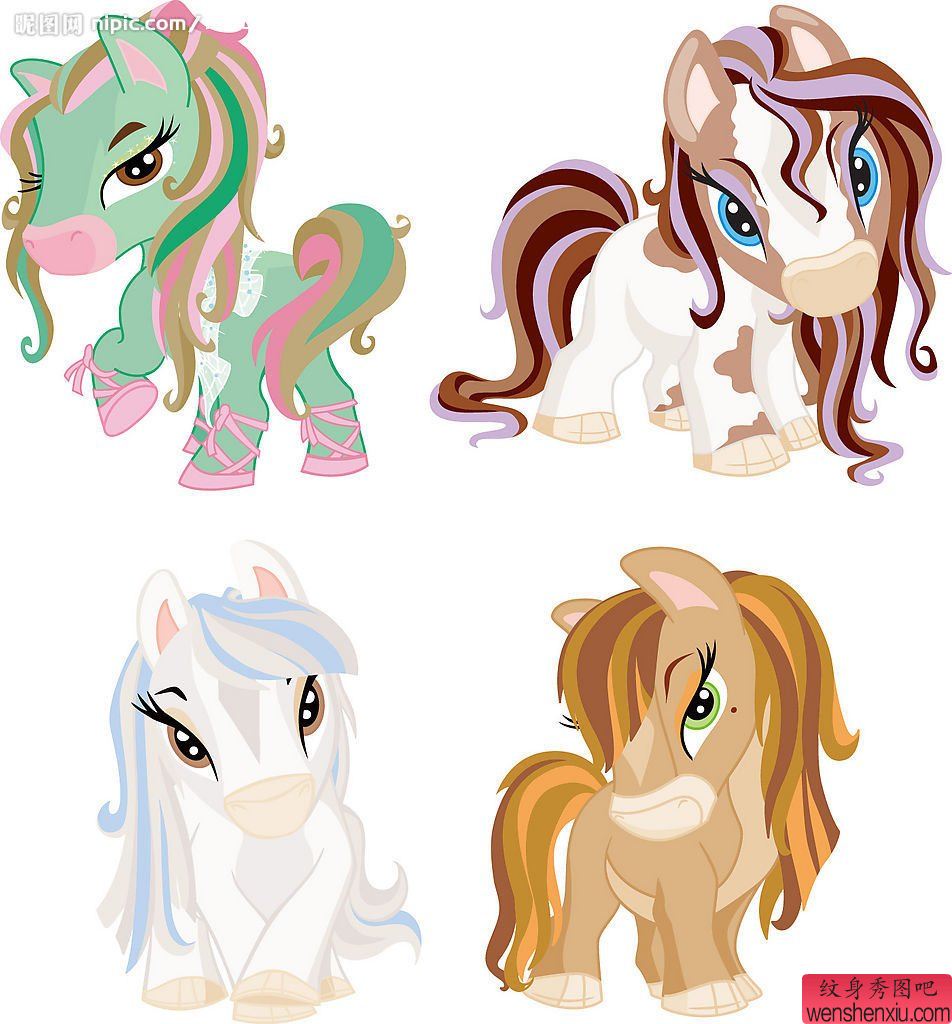 纹身秀图吧分享一组马素材刺青图案