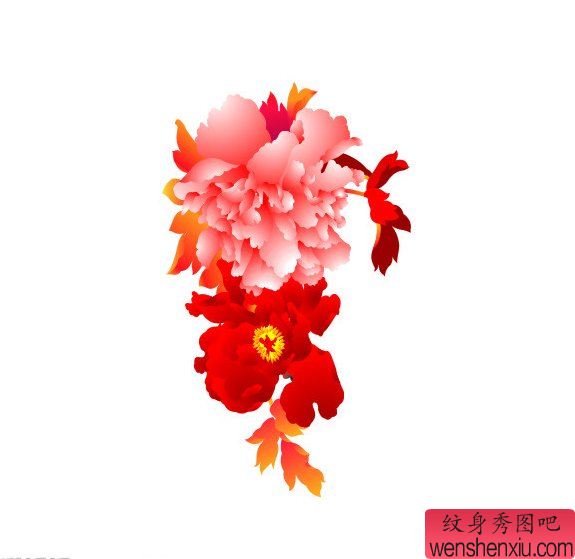 纹身秀图吧推荐一幅牡丹花刺青手稿图案