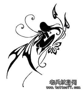 一幅图腾天使刺青手稿图案