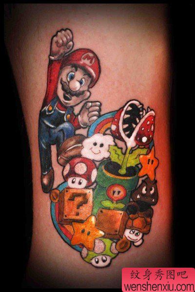 超级玛丽刺青图案由纹身秀图吧分享