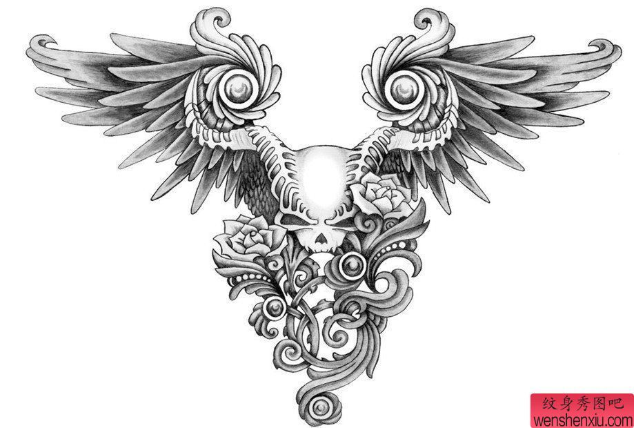 一幅适合满背刺青手稿图案