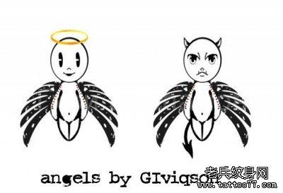 情侣天使刺青图案
