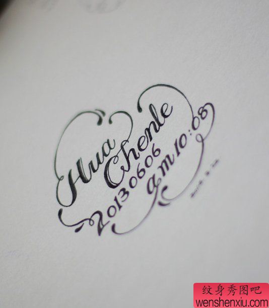 一幅字母设计刺青图案