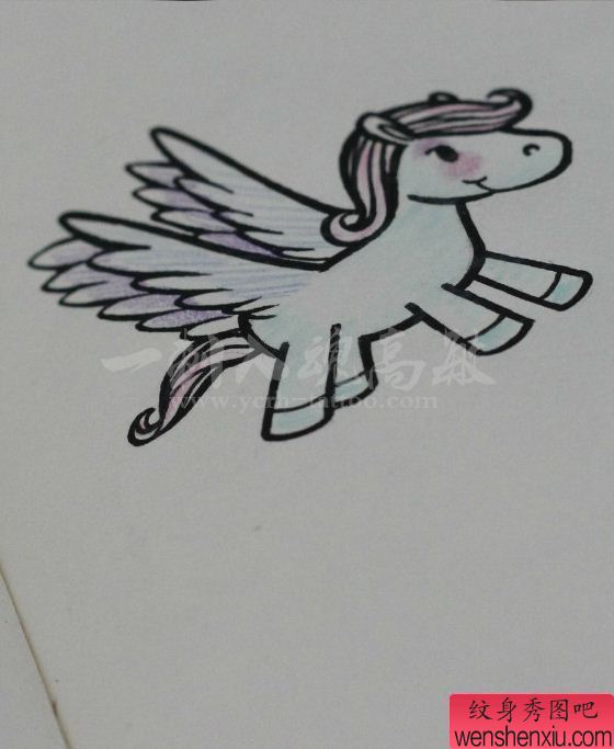 一幅飞马刺青手稿图案