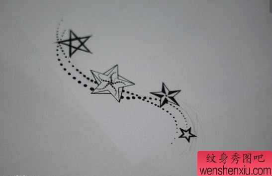 一幅星星组合纹身手稿图案