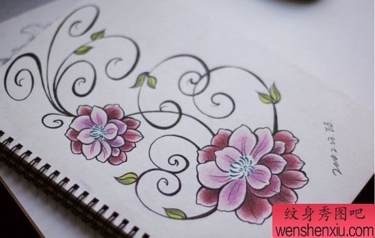 纹身秀图吧推荐一幅花与藤纹身图案