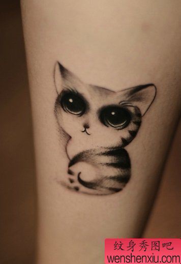纹身秀图吧推荐一幅猫咪刺青图案